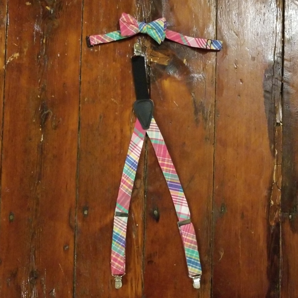 Tadpole and Lily Bow Tie and Suspenders Set